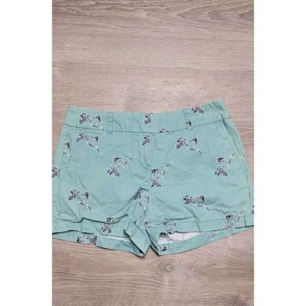 LOFT Outlet Women' Chino Shorts Teal with Black White Floral Design Size 4